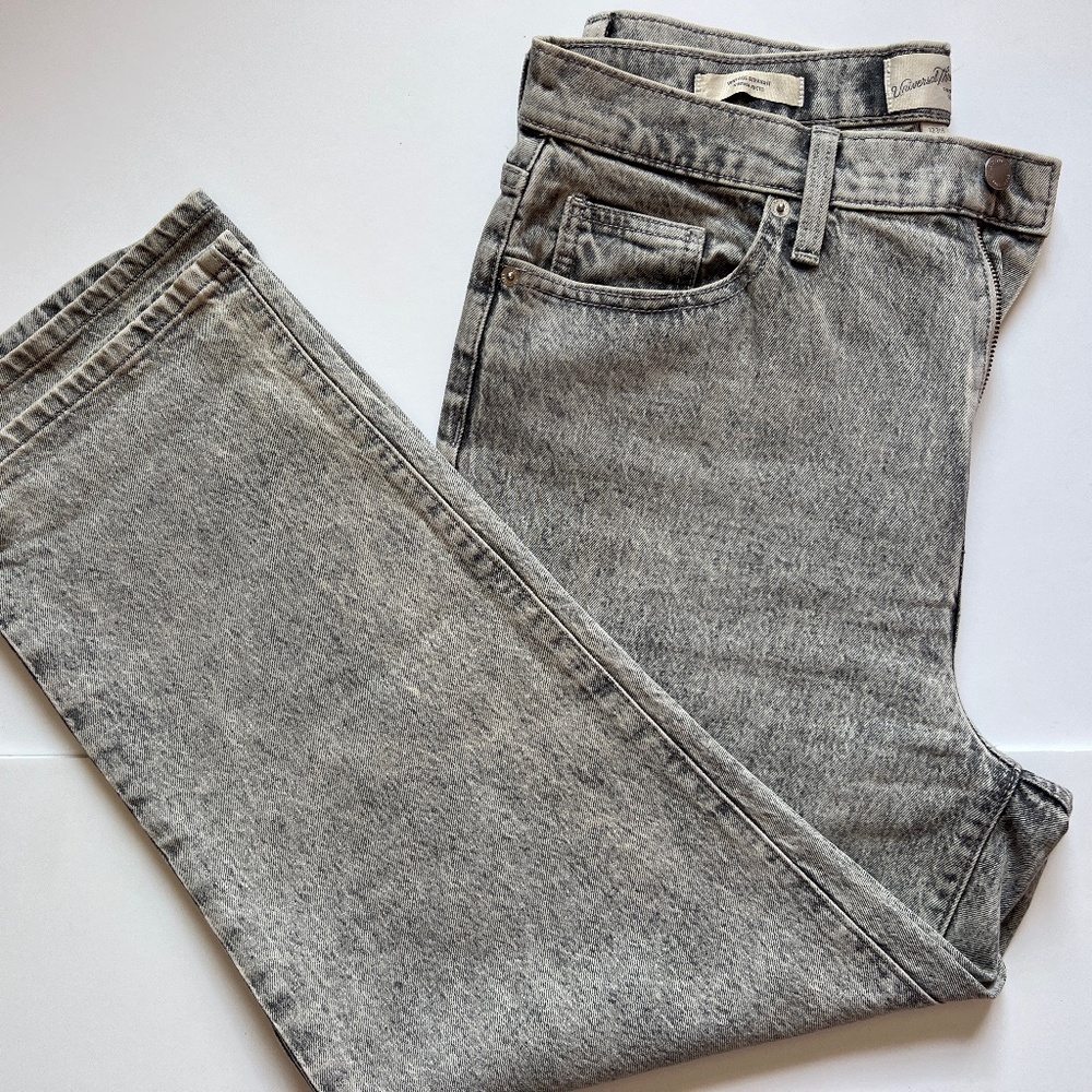 Women's High-Rise Vintage Straight Cropped Jeans in Gray Wash Size 12